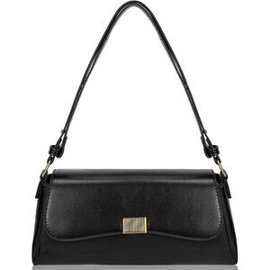 Vintage Small Black Shoulder Bag for Women Zipper Closure and Classic Design